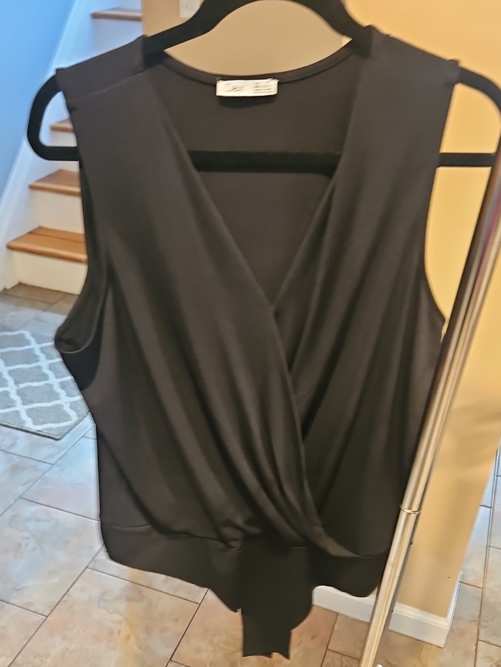 Dex Black Sleeveless Wrap-Front Camisole